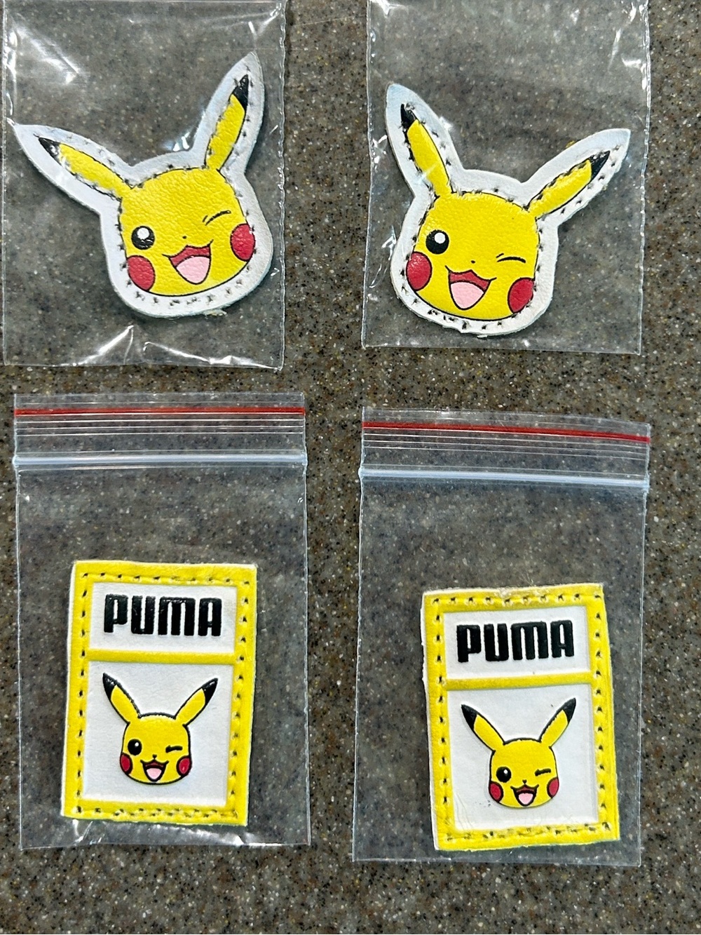 Puma Yellow & Black Pikachu Embroidered Patch Set Sew On Pokémon Patches PA1-4